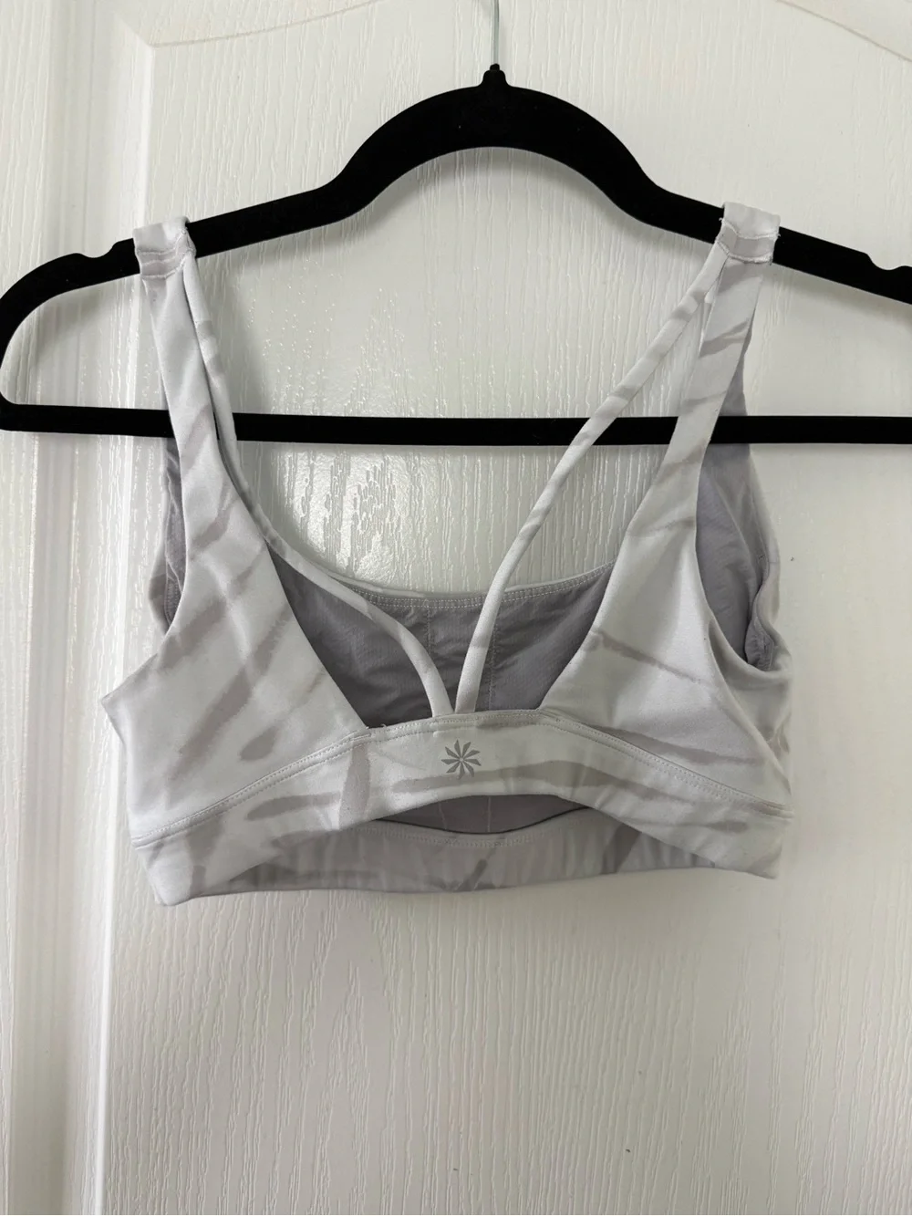 Athleta White & Light Gray Patterned Sports Bra